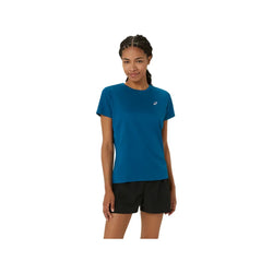 Asics Women's Silver Short Sleeve Top - Rich Blue XL