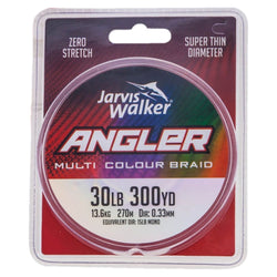 Jarvis Walker 30lb Angler Multi Coloured Braid 270metres 30LB