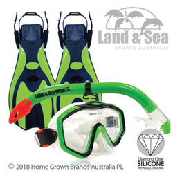 Land & Sea Sports Porpoise Junior Snorkel Set Blue 5-9 Years Lime