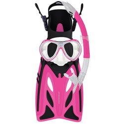 Mirage Crystal Silicone Mask & Snorkel Fin Set Junior Pink
