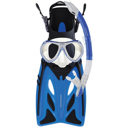 Mirage Crystal Silicone Mask & Snorkel Fin Set Junior Blue