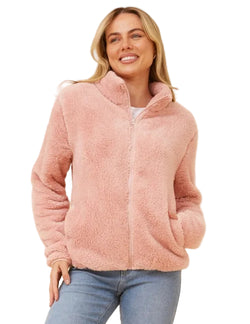 Caroline Morgan High Neck Fleece Jacket Blush