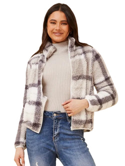 Caroline Morgan Lyn Check Teddy Jacket