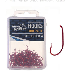 Jarvis Walker Chemically Sharpened Baitholder Hooks - 100 Packs Red Baitholder 100pk Size 4