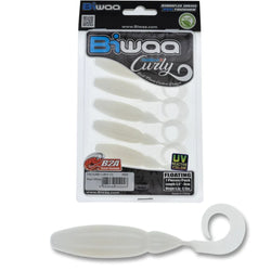 Biwaa Curly Tails 2.5inch Pack of 8 Soft Plastic Pearl White