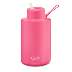 Frank Green 2L Stainless steel Ceramic Reusable Bottle with Straw Lid Neon Pink