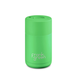 Frank Green 295ml Stainless Steel Ceramic Reusable Cup with Push button Lid Neon Green