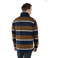 Thomas Cook Alexander Rugby Stripe Qtr Zip Dark Tan/Navy Men
