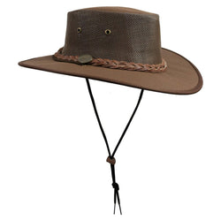 Barmah Canvas Drover Foldaway Hat Brown