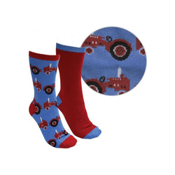 Thomas Cook Kids Farmyard Socks Twin Pack 9-3 Blue Red